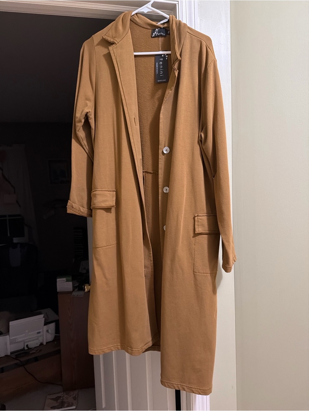 Casual Camel Trench Coatigan by Fenini
